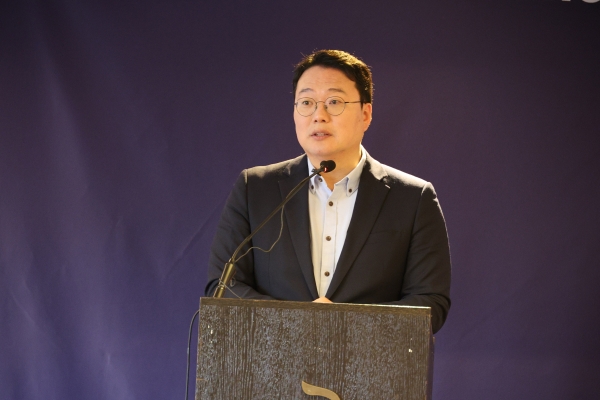 14일 천하람 개혁신당 원내대표가 서울 중구 더플라자 호텔에서 열린 ‘제 6회 서울와이어 혁신포럼’에서 축사를 하고 있다. 사진=서울와이어