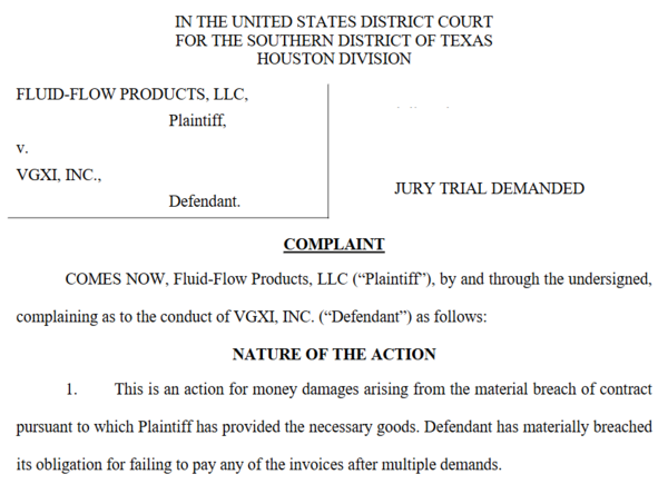 사진=미국 텍사스 남부 연방법원 휴스턴 지부 소송장 발췌