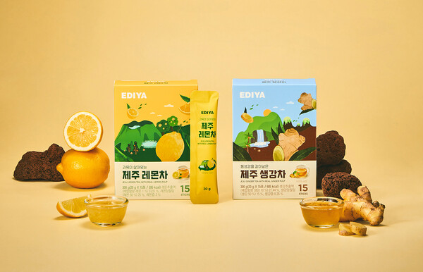 ‘제주 레몬차’와 ‘제주 생강차’ 신제품 2종. 사진=이디야커피